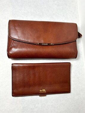 VTG Coach Madison Brown Pebbled Leather Trifold Wallet and Check Book Insert